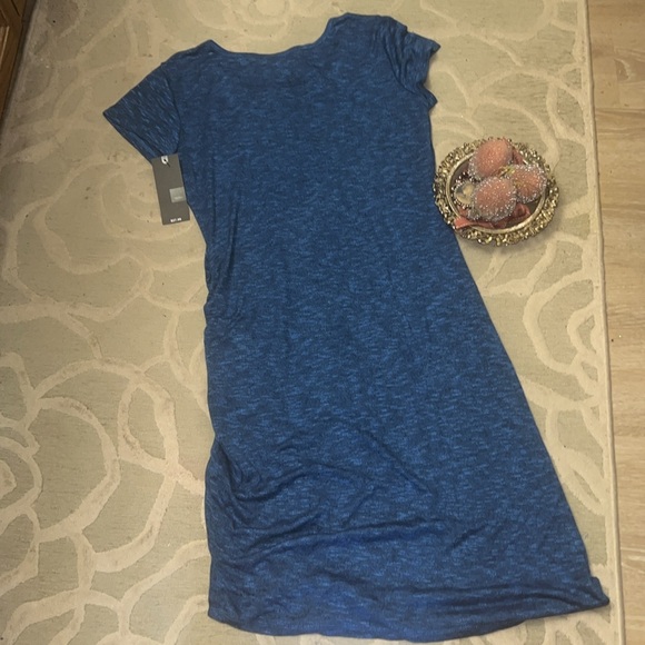 NWT🌷MOSSIMO🌷Blue short sleeve side ruched rayon polyester Spandex knit dress - Picture 4 of 4